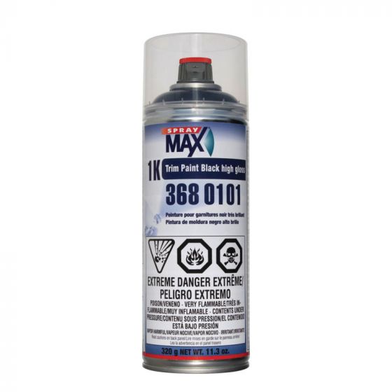 SPRAYMAX 3680102 - 1K TRIM PAINT BLACK SATIN SPRAY CAN - 10.5OZ