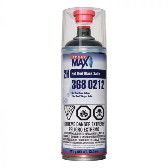 SPRAYMAX 3680212 - 2K HOT ROD BLACK PAINT SPRAY CAN - 12OZ