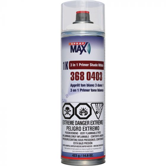 SPRAYMAX 3680403 - 1K 3IN1 PRIMER MATTE WHITE SPRAY CAN - 14.9OZ