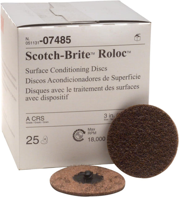 3M 07486 - SCOTCH-BRITE NO HOLE NON-WOVEN SURFACE CONDITIONING DISC 3IN DIA - MEDIUM GRADE - 25PK