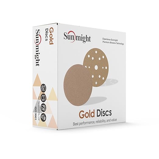 SUNMIGHT 02408 - GOLD 6IN SANDING DISC - HOOK N LOOP 120 GRIT - 50PK
