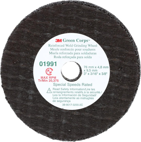 3M 01991 - GREEN CORPS - REINFORCED WELD GRINDING WHEEL - 5PK