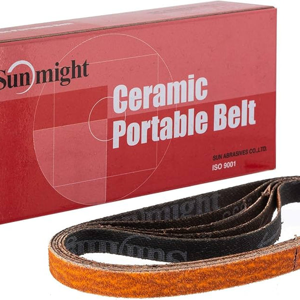 SUNMIGHT 91002 - CERAMIC FILE BELTS 1-1/2 X 18 IN - 36 GRIT - 10PK