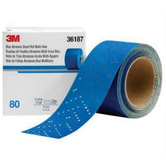 3M 36187 - BLUE ABRASIVE SHEET ROLL MULTI-HOLE 13YD - 80GRIT