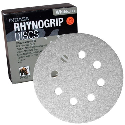 INDASA 55-320 - WHITE LINE 5IN SANDING DISC 8-HOLE - HOOK N LOOP 320 GRIT - 50PK